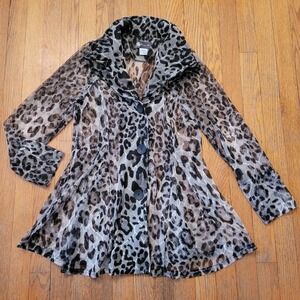 Damee Inc S Jacket Gray Leopard Mesh Wired Collar Artsy Glam Eclectic Whimsigoth